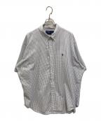 RALPH LAURENラルフローレン）の古着「ボタンダウン半袖チェックシャツ」｜ホワイト×ブルー