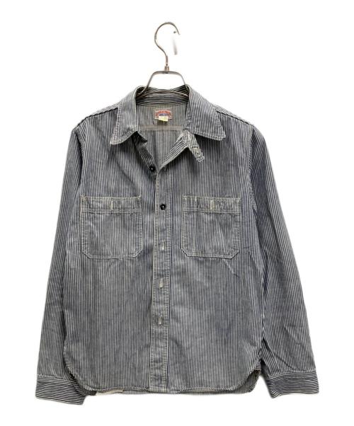 Joe McCOY（ジョーマッコイ）Joe McCOY (ジョーマッコイ) ストライプシャツ ネイビー×ホワイト サイズ:14の古着・服飾アイテム