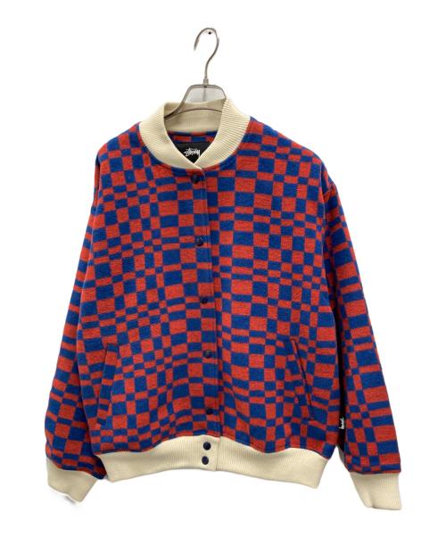 stussy（ステューシー）stussy (ステューシー) チェックスタジャン レッド×ブルー サイズ:Mの古着・服飾アイテム