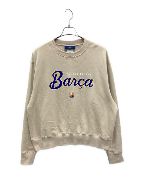 YEN TOWN MARKET（エンタウンマーケット）YEN TOWN MARKET (エンタウンマーケット) BARCA スクリプトロゴ クルーネック ベージュ サイズ:Lの古着・服飾アイテム