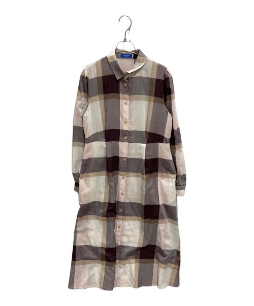 BLUE LABEL CRESTBRIDGE（ブルーレーベルクレストブリッジ）BLUE LABEL CRESTBRIDGE (ブルーレーベルクレストブリッジ) チェックライトエアリーツイルシャツワンピース ピンク サイズ:40の古着・服飾アイテム