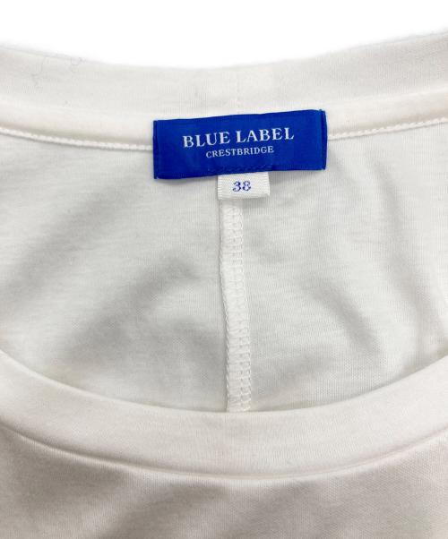 BLUE LABEL CRESTBRIDGE（ブルーレーベルクレストブリッジ）BLUE LABEL CRESTBRIDGE (ブルーレーベルクレストブリッジ) プリーツフレンチ袖シャツ ホワイト×ブラック サイズ:38の古着・服飾アイテム