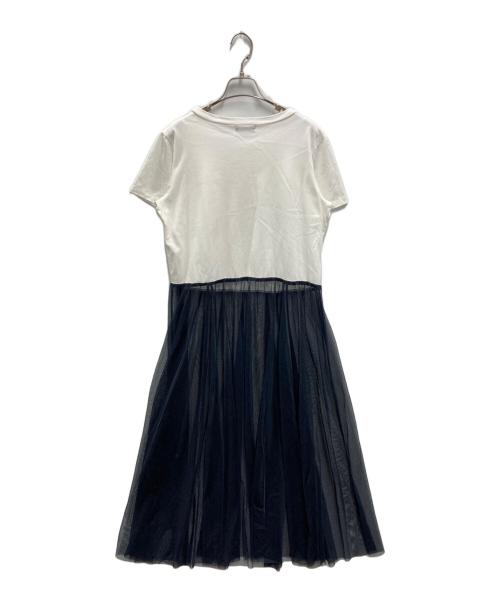 BLUE LABEL CRESTBRIDGE（ブルーレーベルクレストブリッジ）BLUE LABEL CRESTBRIDGE (ブルーレーベルクレストブリッジ) 半袖切替ワンピース ホワイト×ブラック サイズ:38の古着・服飾アイテム