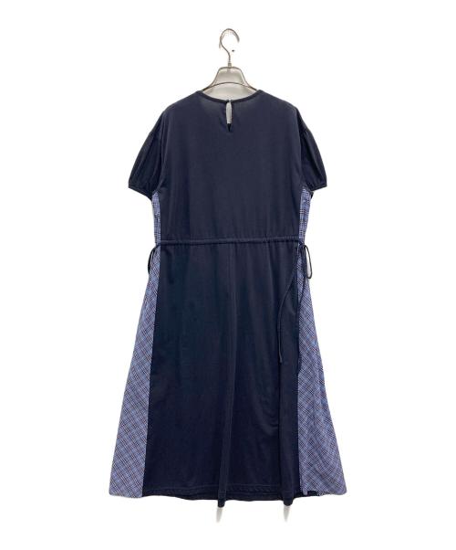 BLUE LABEL CRESTBRIDGE（ブルーレーベルクレストブリッジ）BLUE LABEL CRESTBRIDGE (ブルーレーベルクレストブリッジ) サイドチェック半袖ワンピース ネイビー×ブルー サイズ:SIZE 38の古着・服飾アイテム