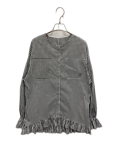 rosy monster（ロージーモンスター）rosy monster (ロージーモンスター) ギンガムチェック刺繍ブラウス ホワイト×ブラック サイズ:FREEの古着・服飾アイテム