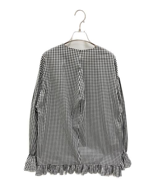 rosy monster（ロージーモンスター）rosy monster (ロージーモンスター) ギンガムチェック刺繍ブラウス ホワイト×ブラック サイズ:FREEの古着・服飾アイテム