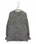 rosy monster（ロージーモンスター）の古着「ギンガムチェック刺繍ブラウス」｜ホワイト×ブラック