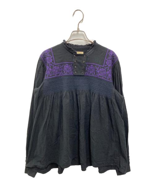 maturely（マチュアリー）maturely (マチュアリー) Folk Embroidスモックブラウス ブラック サイズ:FREEの古着・服飾アイテム