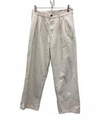 YARDSALEヤードセール）の古着「刺繍ロゴタックパンツ」｜ホワイト