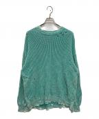 MAISON SPECIALメゾンスペシャル）の古着「Snow Wash Damaged Prime-Over Crew Neck Knit Pullover」｜ブルー