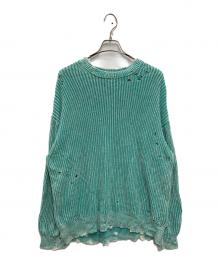 MAISON SPECIAL（メゾンスペシャル）の古着「Snow Wash Damaged Prime-Over Crew Neck Knit Pullover」｜ブルー
