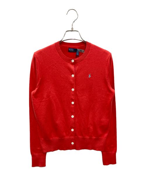 POLO RALPH LAUREN（ポロ・ラルフローレン）POLO RALPH LAUREN (ポロ・ラルフローレン) ロゴ刺繍ウールカーディガン レッド サイズ:XS 未使用品の古着・服飾アイテム