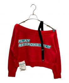 Maison MIHARA YASUHIRO（メゾン ミハラ ヤスヒロ）の古着「サスペンダーオフショルスウェット」｜レッド