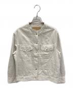 ebureエブール）の古着「リネンコットンツイルノーカラージャケット」｜ホワイト