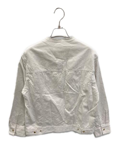 ebure（エブール）EBURE (エブール) リネンコットンツイルノーカラージャケット ホワイト サイズ:36の古着・服飾アイテム