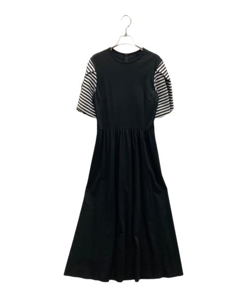 BORDERS at BALCONY（ボーダーズアットバルコニー）BORDERS AT BALCONY (ボーダーズアットバルコニー) PUFF SLEEVE TEE DRESS ブラック サイズ:36の古着・服飾アイテム