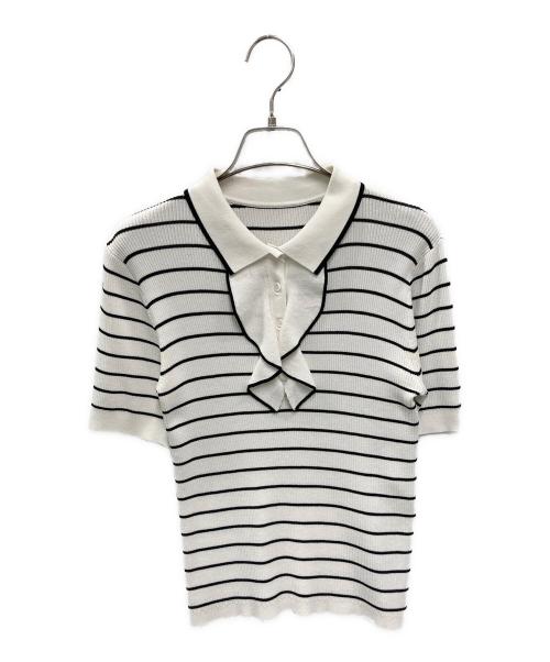 Loulou Willoughby（ルルウィルビー）Loulou Willoughby (ルルウィルビー) リブポロニット ホワイト×ブラック サイズ:2の古着・服飾アイテム