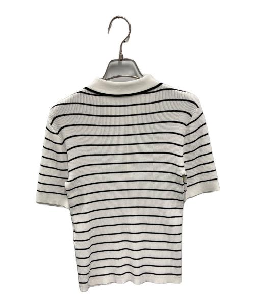 Loulou Willoughby（ルルウィルビー）Loulou Willoughby (ルルウィルビー) リブポロニット ホワイト×ブラック サイズ:2の古着・服飾アイテム