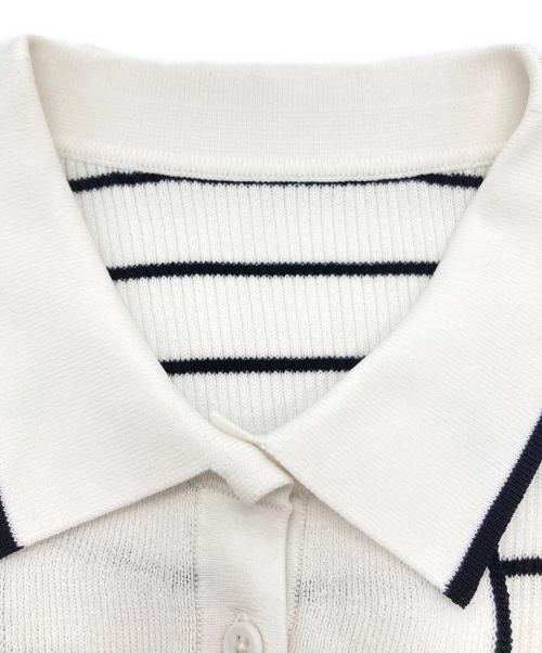 Loulou Willoughby（ルルウィルビー）Loulou Willoughby (ルルウィルビー) リブポロニット ホワイト×ブラック サイズ:2の古着・服飾アイテム