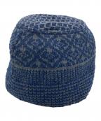 MATSUFUJIマツフジ）の古着「Jacquard Knit Hat」｜ネイビー×グレー