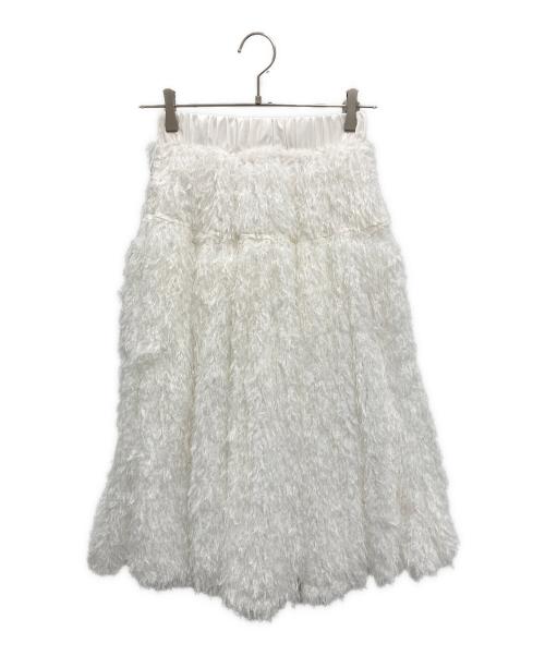 UNMINOU（アンミヌ）UNMINOU (アンミヌ) フェザーフレアスカート ホワイト サイズ:FREE 未使用品の古着・服飾アイテム
