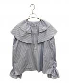 rosy monsterロージーモンスター）の古着「double frill stripe blouse」｜ネイビー