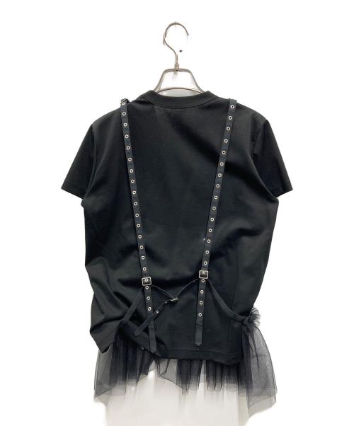 noir kei ninomiya（ノワール ケイ ニノミヤ）noir kei ninomiya (ノワール ケイ ニノミヤ) tulle-detailing T-shirt ブラック サイズ:SIZE M 未使用品の古着・服飾アイテム