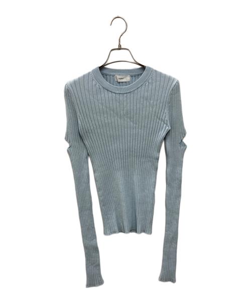 roughlow（ラフロー）roughlow (ラフロー) slash knit ブルー サイズ:FREEの古着・服飾アイテム
