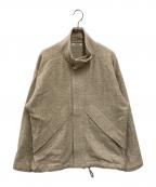 AURALEEオーラリー）の古着「WOOL HAIRLINE LIGHT TWEED ZIP BLOUSON」｜ベージュ