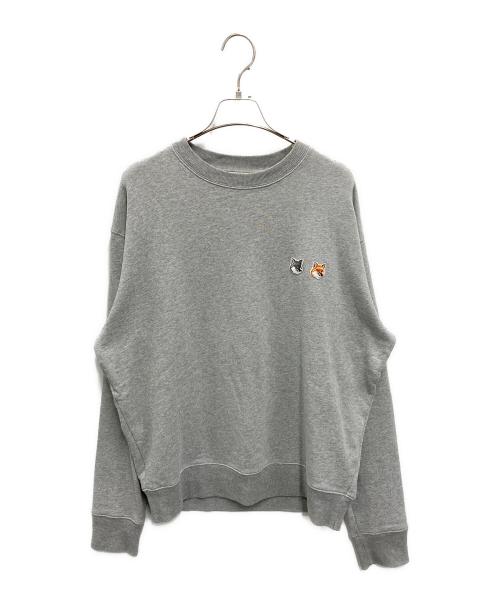 maison kitsune（メゾンキツネ）MAISON KITSUNE (メゾンキツネ) DOUBLE FACE FOX PATCH SWEATSHIRT グレー サイズ:Mの古着・服飾アイテム
