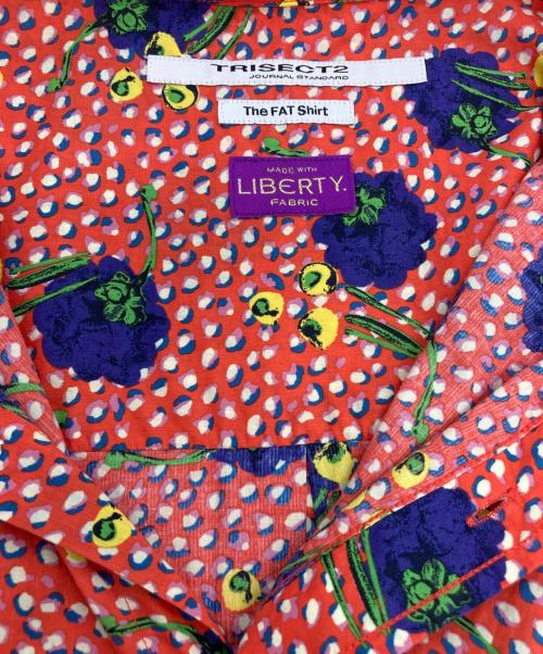 LIBERTY（リバティ）LIBERTY (リバティ) JOURNAL STANDARD (ジャーナルスタンダード) ファットシルエットボタンダウン S/Sシャツ オレンジ×パープル サイズ:Lの古着・服飾アイテム