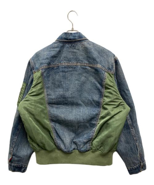 LEVI'S（リーバイス）LEVI'S (リーバイス) MA-1 ハイブリッドトラッカージャケット インディゴ×グリーン サイズ:Mの古着・服飾アイテム