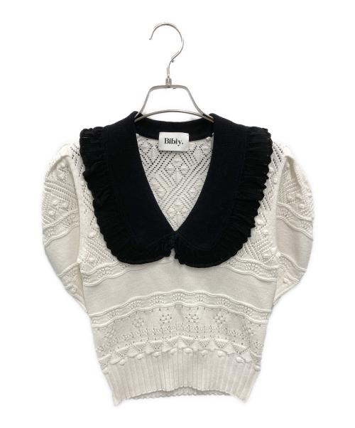 Bibiy.（ビビィ）Bibiy. (ビビィ) EMILIA COLLAR KNIT ホワイト×ブラック サイズ:FREE 未使用品の古着・服飾アイテム