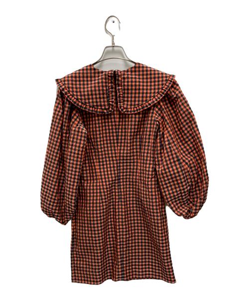 GANNI（ガニー）Ganni (ガニー) ビッグカラーワンピース オレンジ×ブラック サイズ:Sの古着・服飾アイテム