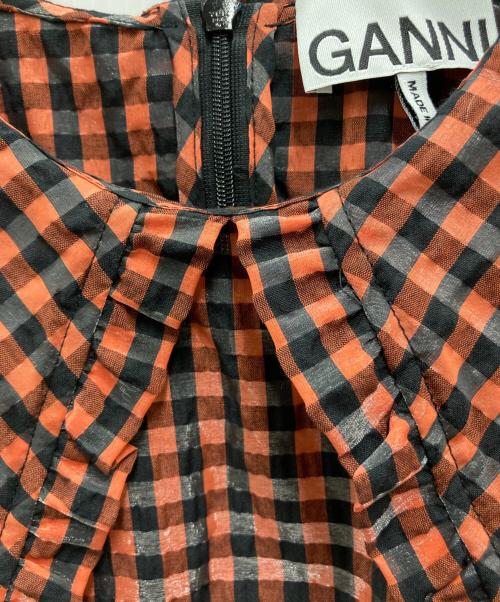 GANNI（ガニー）Ganni (ガニー) ビッグカラーワンピース オレンジ×ブラック サイズ:Sの古着・服飾アイテム