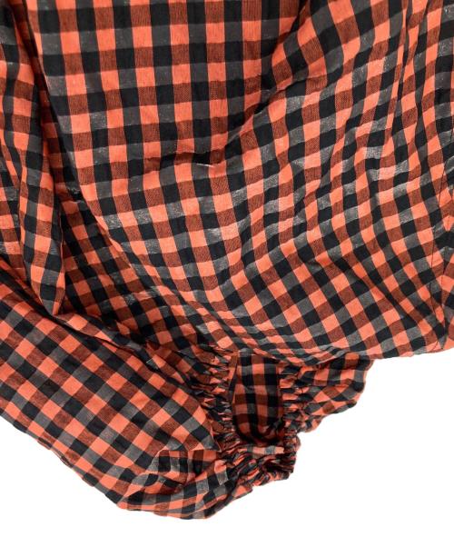 GANNI（ガニー）Ganni (ガニー) ビッグカラーワンピース オレンジ×ブラック サイズ:Sの古着・服飾アイテム