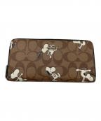 COACH×PEANUTSコーチ×ピーナッツ）の古着「コーティングキャンバス スムースレザー長財布」｜ベージュ