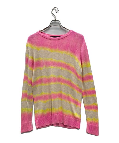 The Elder Statesman（エルダーステイツマン）The Elder Statesman (エルダーステイツマン) Raya Tie Dye Striped Sweater ピンク×イエロー サイズ:Sの古着・服飾アイテム