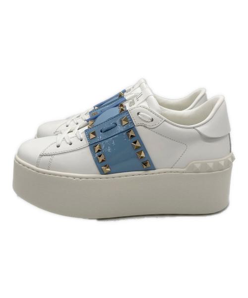 VALENTINO GARAVANI（ヴァレンティノ・ガラヴァーニ）VALENTINO GARAVANI (ヴァレンティノ・ガラヴァーニ) ROCKSTUD UNTITLED SNEAKERS ホワイト×ブルー サイズ:SIZE 37 未使用品の古着・服飾アイテム