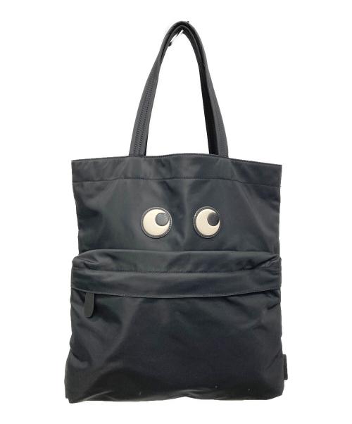ANYA HINDMARCH（アニヤ・ハインドマーチ）ANYA HINDMARCH (アニヤハインドマーチ) Tote Eyes Nylon ブラックの古着・服飾アイテム