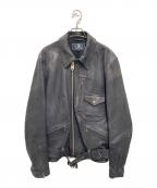 AVIREXアヴィレックス）の古着「D‐POCKET DEER LEATHER JACKET」｜ブラック