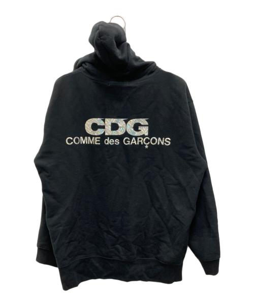 CDG（シーディージー）CDG (シーディージー) 背面プリントジップパーカー ブラック サイズ:XLの古着・服飾アイテム