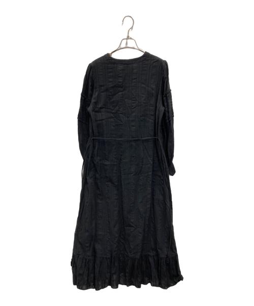 sara mallika（サラマリカ）sara mallika (サラマリカ) STRIPE JQD GATHER DRESS ブラック サイズ:Sの古着・服飾アイテム