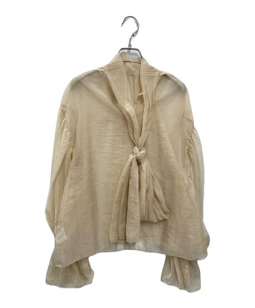 anuans（アニュアンス）anuans (アニュアンス) シアーボウタイボリュームブラウス ベージュ サイズ:FREEの古着・服飾アイテム