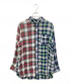 RALPH LAURENラルフローレン）の古着「チェックリネンシャツ」｜グリーン×レッド