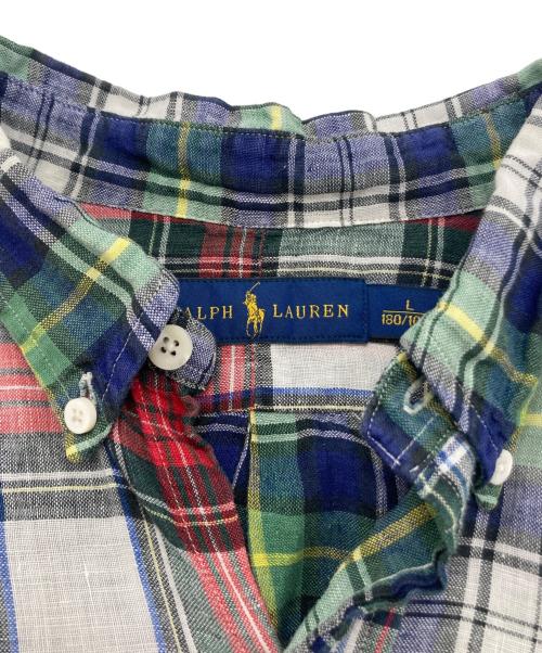 RALPH LAUREN（ラルフローレン）RALPH LAUREN (ラルフローレン) チェックリネンシャツ グリーン×レッド サイズ:Lの古着・服飾アイテム