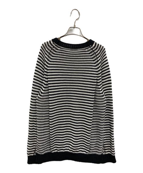 BEAUTY&YOUTH（ビューティーアンドユース）BEAUTY&YOUTH (ビューティーアンドユース) ギマコットン SWIT ボーダー クルーネック ニット ホワイト×ブラック サイズ:Mの古着・服飾アイテム