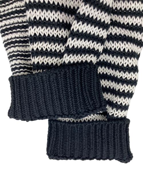 BEAUTY&YOUTH（ビューティーアンドユース）BEAUTY&YOUTH (ビューティーアンドユース) ギマコットン SWIT ボーダー クルーネック ニット ホワイト×ブラック サイズ:Mの古着・服飾アイテム