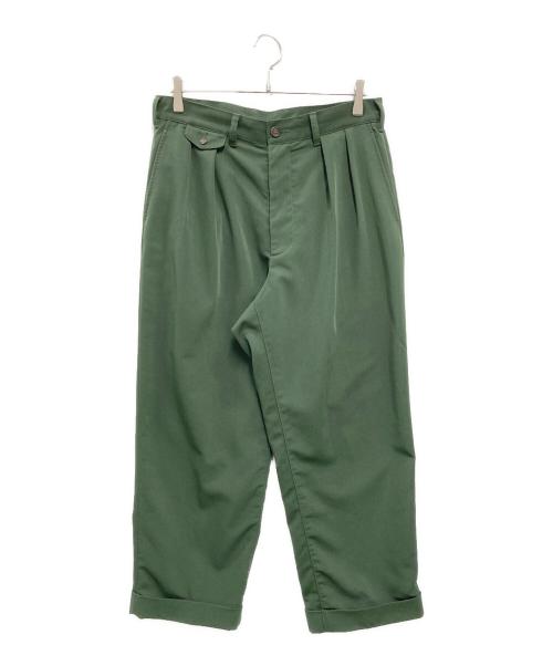BEAMS PLUS（ビームスプラス）BEAMS PLUS (ビームスプラス) 2 Pleats Trousers PE Twill グリーン サイズ:Mの古着・服飾アイテム