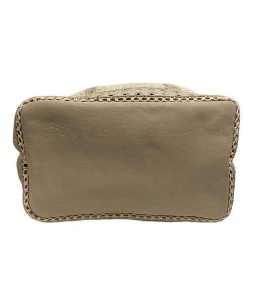 vanessabruno（ヴァネッサブリューノ）vanessabruno (ヴァネッサブリューノ) メッシュレザーパンチングトートバッグ ベージュの古着・服飾アイテム